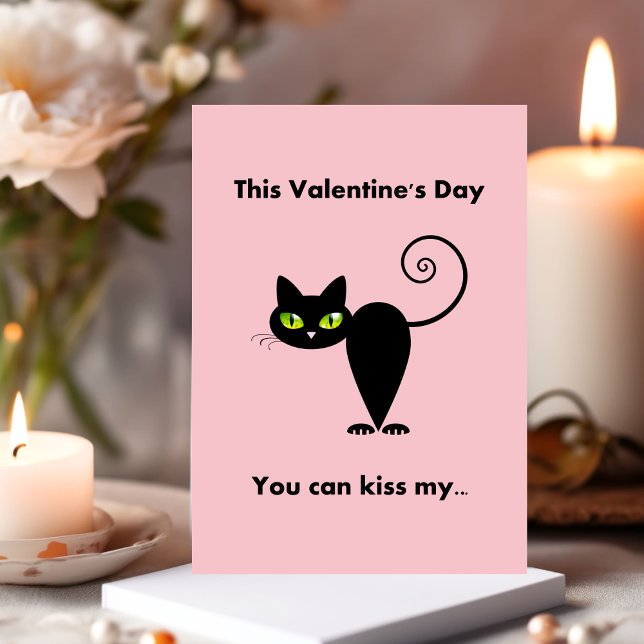 Tarjeta Festiva Un beso gracioso a mi gato negro Valentine (Subido por el creador)