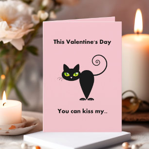 Tarjeta Festiva Un beso gracioso a mi gato negro Valentine