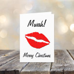 Tarjeta Festiva Un beso para los labios rojos de los Navidades<br><div class="desc">Envía a tus Navidades a alguien especial con este beso romántico para Navidades.</div>