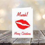 Tarjeta Festiva Un beso para Navidades blancos y rojos<br><div class="desc">Envía a tus Navidades a alguien especial con este beso blanco y rojo para la tarjeta de Navidades.</div>