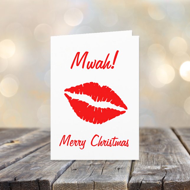 Tarjeta Festiva Un beso para Navidades blancos y rojos (Subido por el creador)