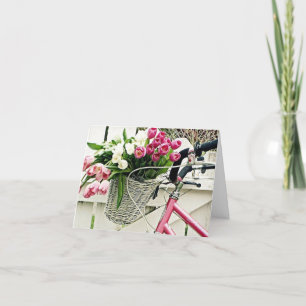 TARJETA FESTIVA UN BICICLETA FLORES Y AMOR A "MÁS FÁCIL"