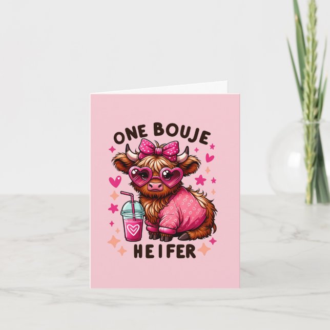 Tarjeta Festiva Un Bouje Heifer - Cute El día de San Valentín Heif (Anverso)