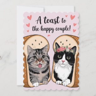 Tarjeta Festiva Un brindis por la feliz pareja divertido gato boda