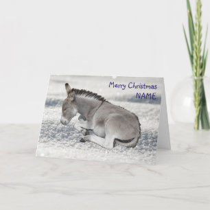 Tarjeta Festiva Un burro bebé con Navidades de nieve