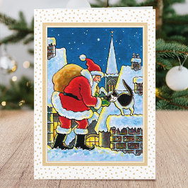 Tarjeta Festiva Un cálido Ilustracion de Navidades de Santa Gato