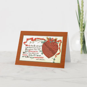 Tarjeta Festiva un carpintero ebanista San Valentín con corazón de