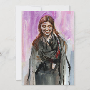 Tarjeta Festiva Un Chica sonriente en negro