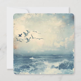 Tarjeta Festiva Un collage de fondo de aves costeras océano mar ci