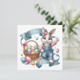 Tarjeta Festiva Un conejo lindo sobrepasa el Ilustracion Pascua
