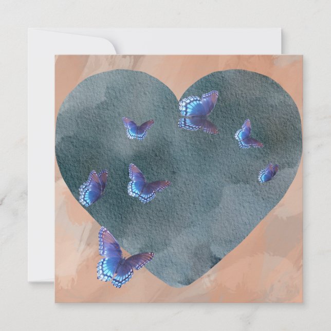 Tarjeta Festiva Un corazón azul, tan tranquilo y profundo (Anverso)