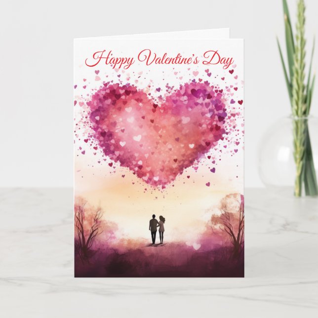 Tarjeta Festiva Un corazón grande y una Pareja (Anverso)