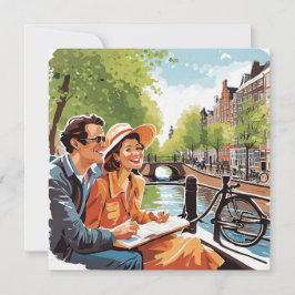 Tarjeta Festiva Un crucero por el canal de Amsterdam