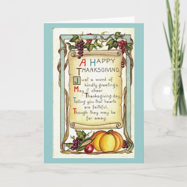 Tarjeta Festiva Un día de acción de gracias feliz (Anverso)