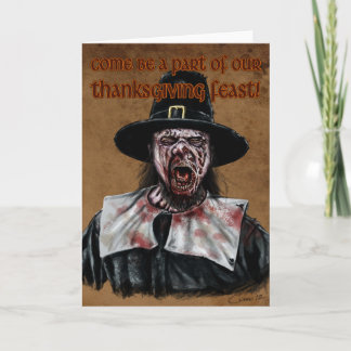 Tarjeta Festiva Un día de Acción de Gracias zombi