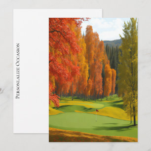 Tarjeta Festiva Un Día De Golf Otoños Coloridos Arte Atemporal Wen