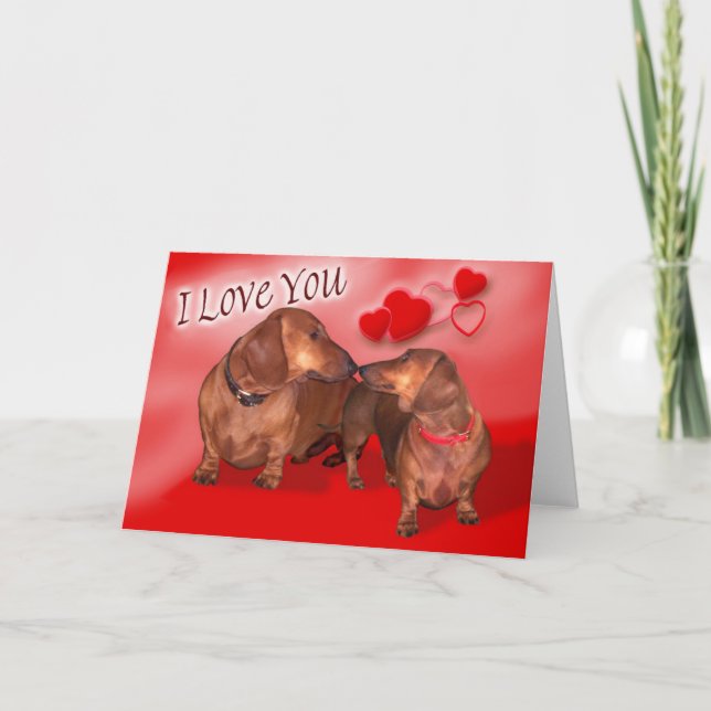 Tarjeta Festiva Un día de San Valentín del perro de patas muy (Anverso)