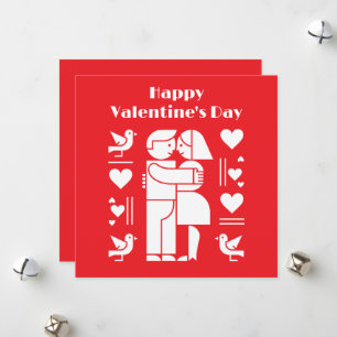 Tarjeta Festiva Un Día de San Valentín moderno estilo Bauhaus