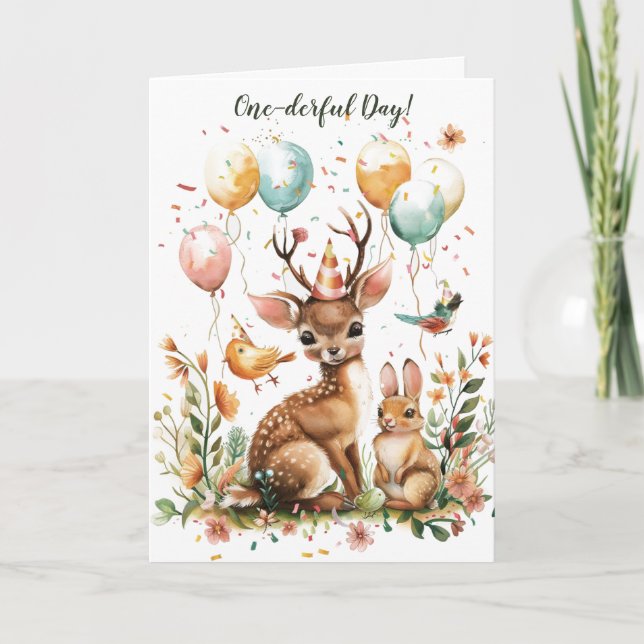 Tarjeta Festiva Un día maravilloso carné de cumpleaños para animal (Anverso)