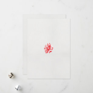 Tarjeta Festiva un dibujo de una flor roja sobre un fondo blanco
