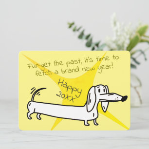 Tarjeta Festiva Un dulce Dachshund te desea un gran año nuevo