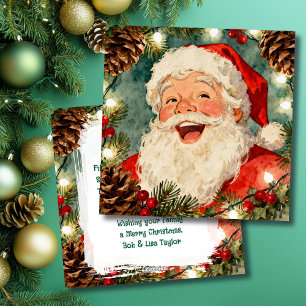 Tarjeta Festiva Un dulce Santa Claus antiguo y poema navideño