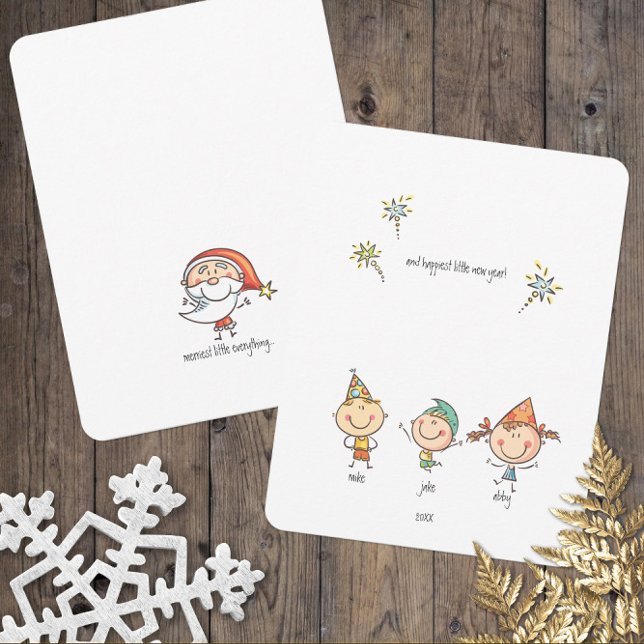 Tarjeta Festiva Un dulce y simple moro todo Feliz Año Nuevo (Cute Merry Little Christmas Cards)