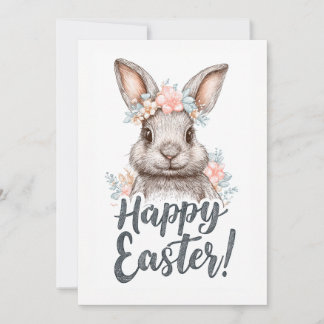 Tarjeta Festiva Un encantador conejo de Pascua pintado adorable