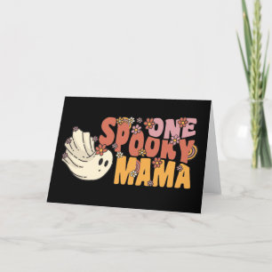 Tarjeta Festiva Un Fantasma De Mama Groovy Con Flores Vintage