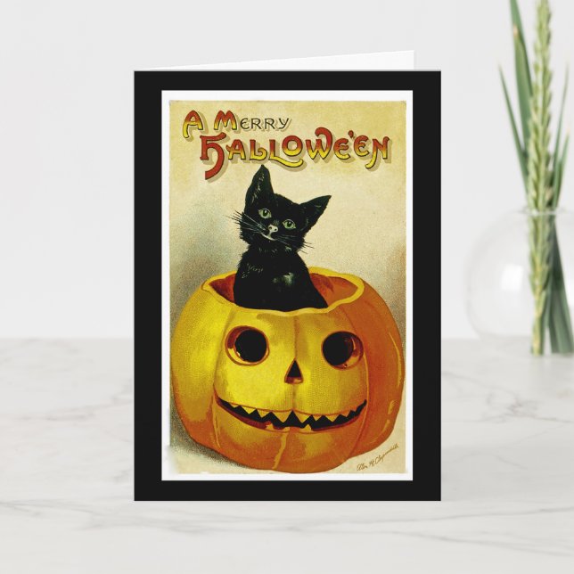 Tarjeta Festiva Un feliz gatito de Haloween (Anverso)