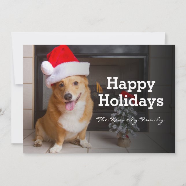 Tarjeta Festiva Un feliz y festivo Pembroke Welsh Corgi (Anverso)
