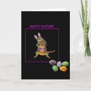 Tarjeta Festiva Un gatito con los oídos del conejito