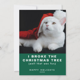 Tarjeta Festiva Un gato blanco travieso con un Sombrero rojo moder