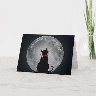 Tarjeta Festiva Un gato de San Valentín en la luna te extraña