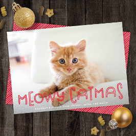 Tarjeta Festiva Un gato dulce Meowy disfraza a los Navidades moder