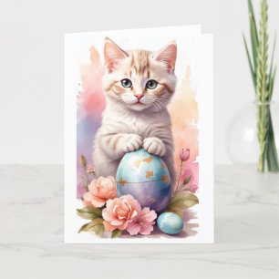 Tarjeta Festiva Un gato feliz de Pascua