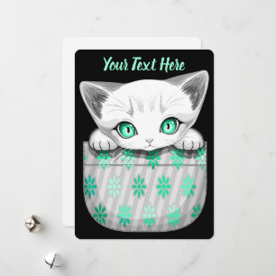 Tarjeta Festiva Un gato lindo y juguetón al máximo desde un bolsil