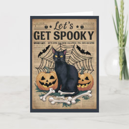 Tarjeta Festiva Un gato negro lindo se pone nervioso Halloween