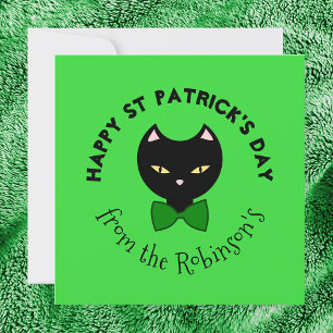 Tarjeta Festiva Un gato negro verde de esmeralda