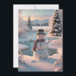 Tarjeta Festiva Un helado de invierno, Snowman<br><div class="desc">Aprovecha el encanto del invierno con "A Winter Idyll Snowman". Este diseño capta la magia de la temporada, con un animado muñeco de nieve envuelto en un paisaje de invierno sereno y nevado. Perfecto para los amantes del ambiente acogedor y festivo de las vacaciones de invierno, este diseño añade un...</div>
