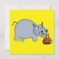 Un hipopótamo con una bolsa de calabaza