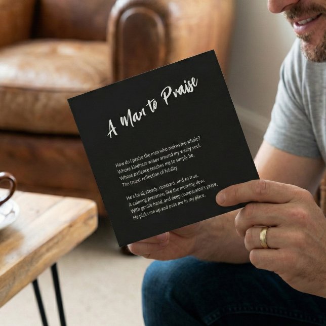 Tarjeta Festiva "Un hombre para alabar" Sentimental ( "A Man to Praise" Sentimental Holiday Card with Heartfelt Poem)