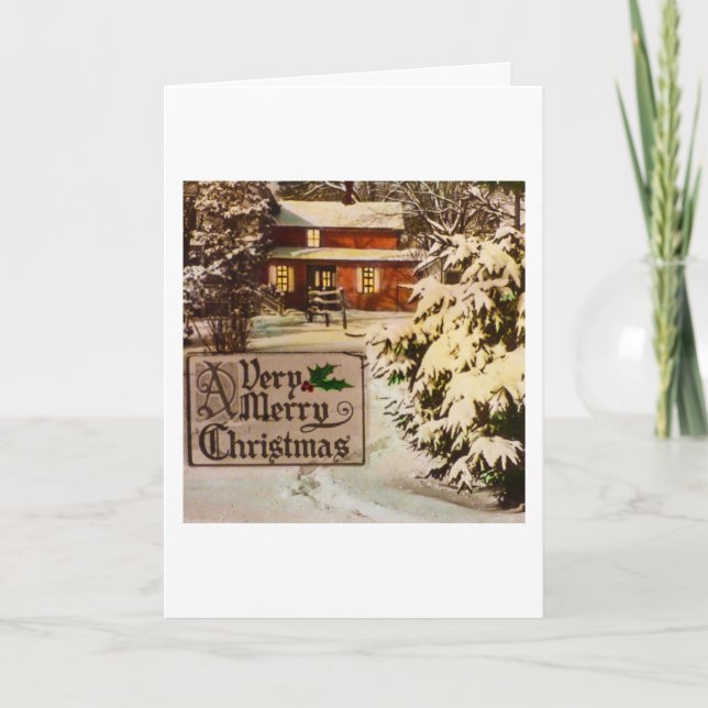 Tarjeta Festiva Un invierno tradicional clásico de las Felices (Anverso)