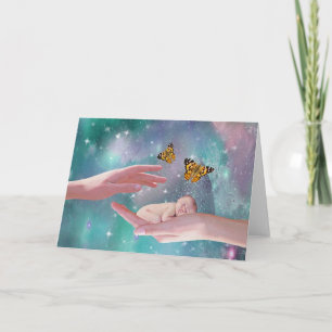 Tarjeta Festiva Un lindo bebé en la fantasía de la mano
