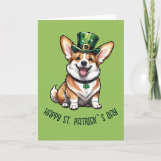 Tarjeta Festiva Un lindo día de Corgi st patrick