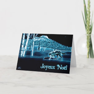 Tarjeta Festiva Un lobo en la nieve - Joyeux Noё