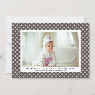 Tarjeta Festiva Un mágico punto de Polka Purpurina de Plata Modern