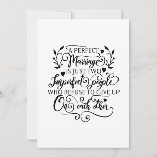 Tarjeta Festiva Un matrimonio perfecto es sólo dos personas imperf