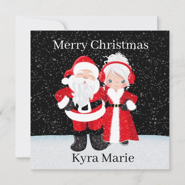 Tarjeta Festiva Un mensaje de Santa Claus y la Sra. Claus (Anverso)