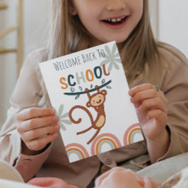 Tarjeta Festiva Un mono lindo de vuelta a la escuela